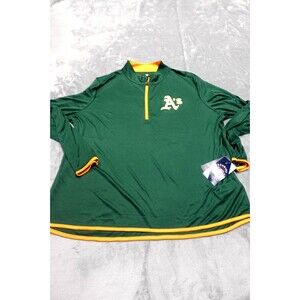 Athletics A's Men's Size 2XL Fanatics Green Half Zip Pullover Jacket NWT